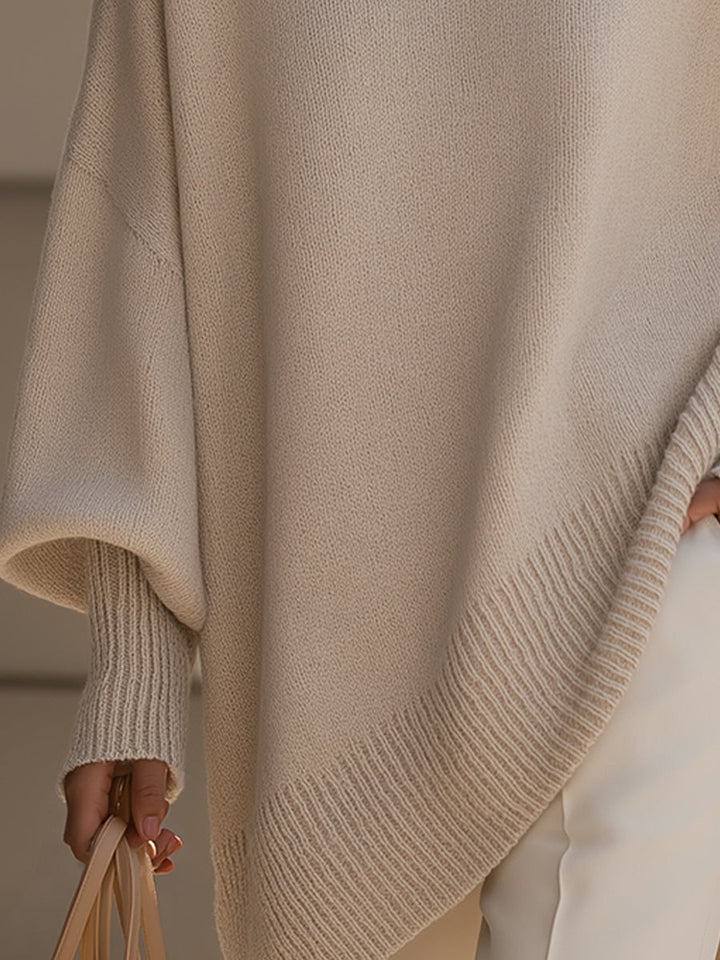 Jannika | Oversized Drapert Genser med Bred Halsringning