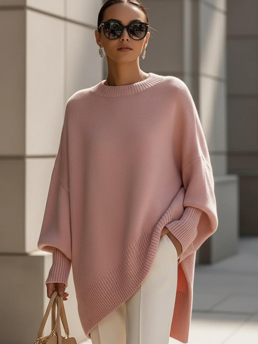 Jannika | Oversized Drapert Genser med Bred Halsringning
