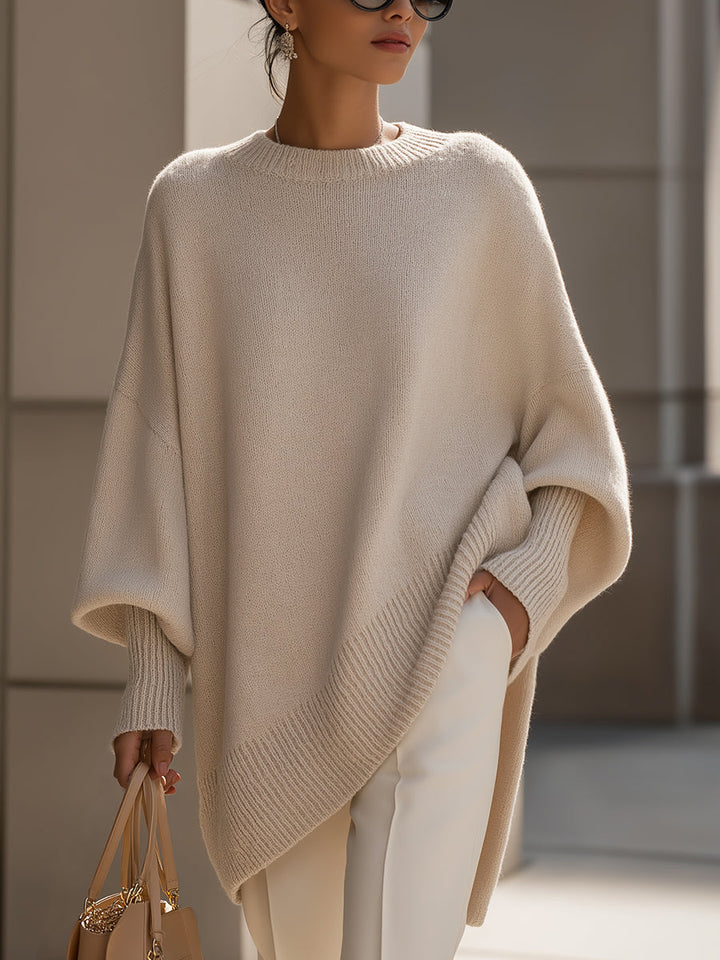 Jannika | Oversized Drapert Genser med Bred Halsringning