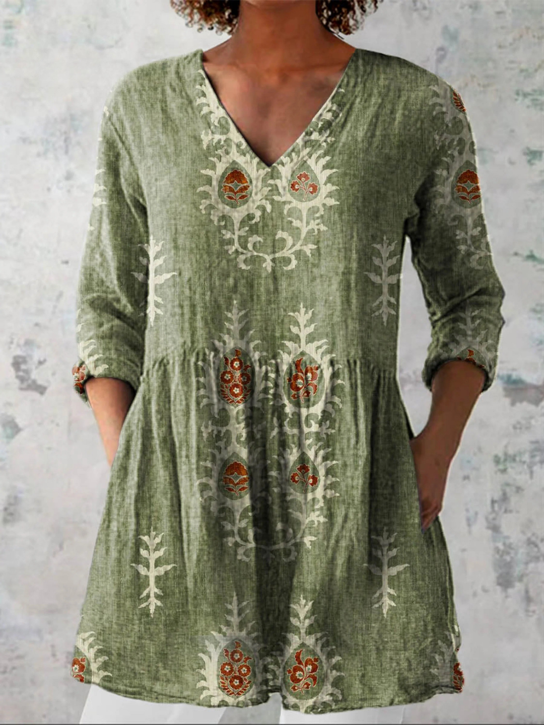 Elise | Lang Bluse med V-Hals