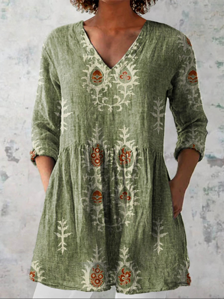 Elise | Lang Bluse med V-Hals