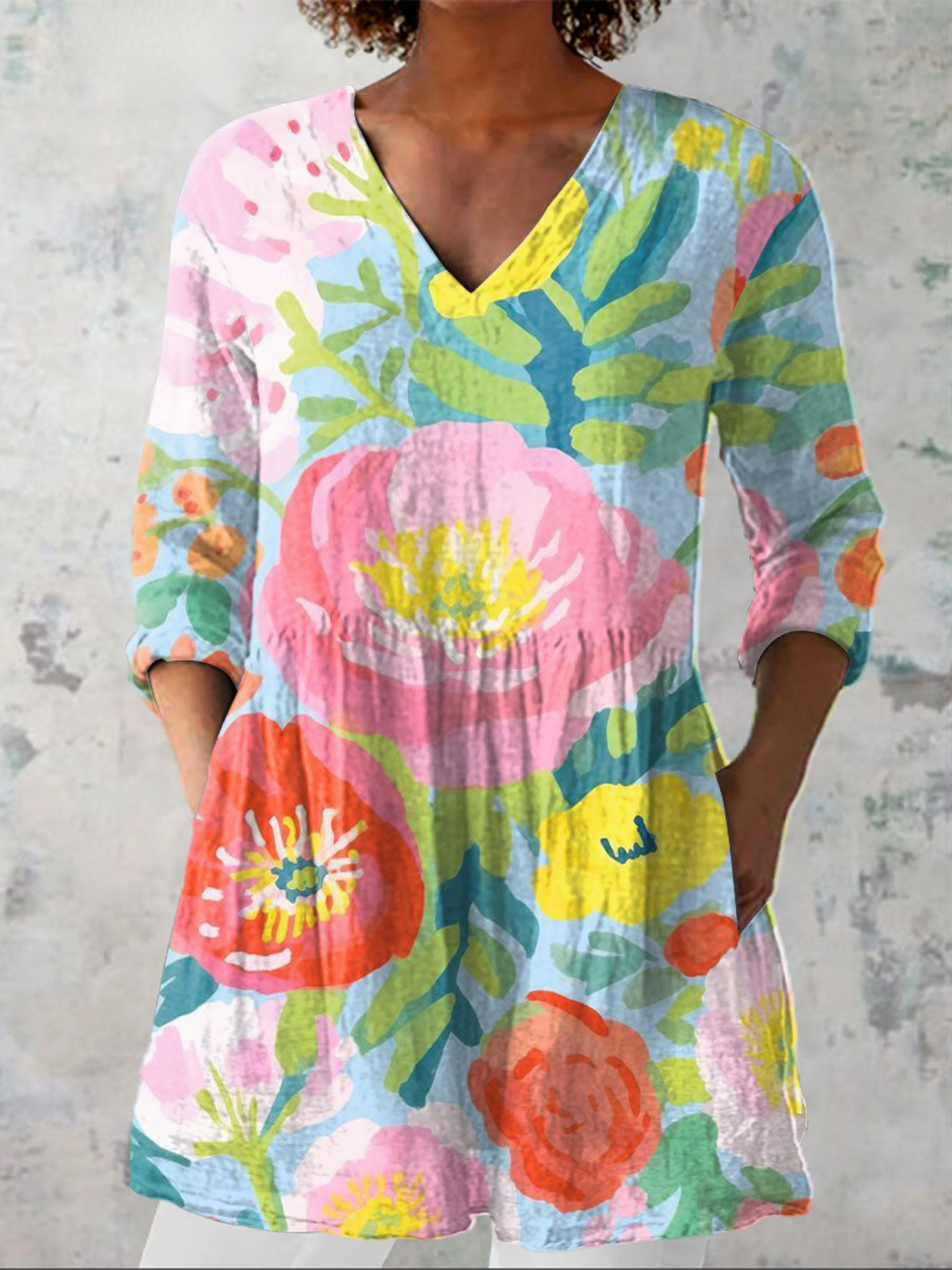 Helene | Lang Bluse med V-hals