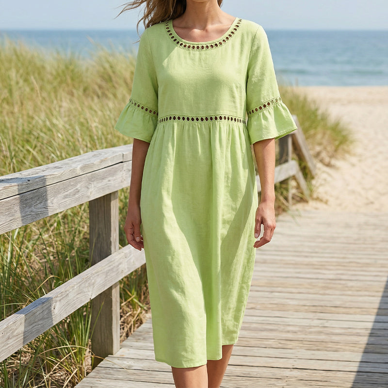 Agatha | Elegant Midikjole som Skjuler Magen