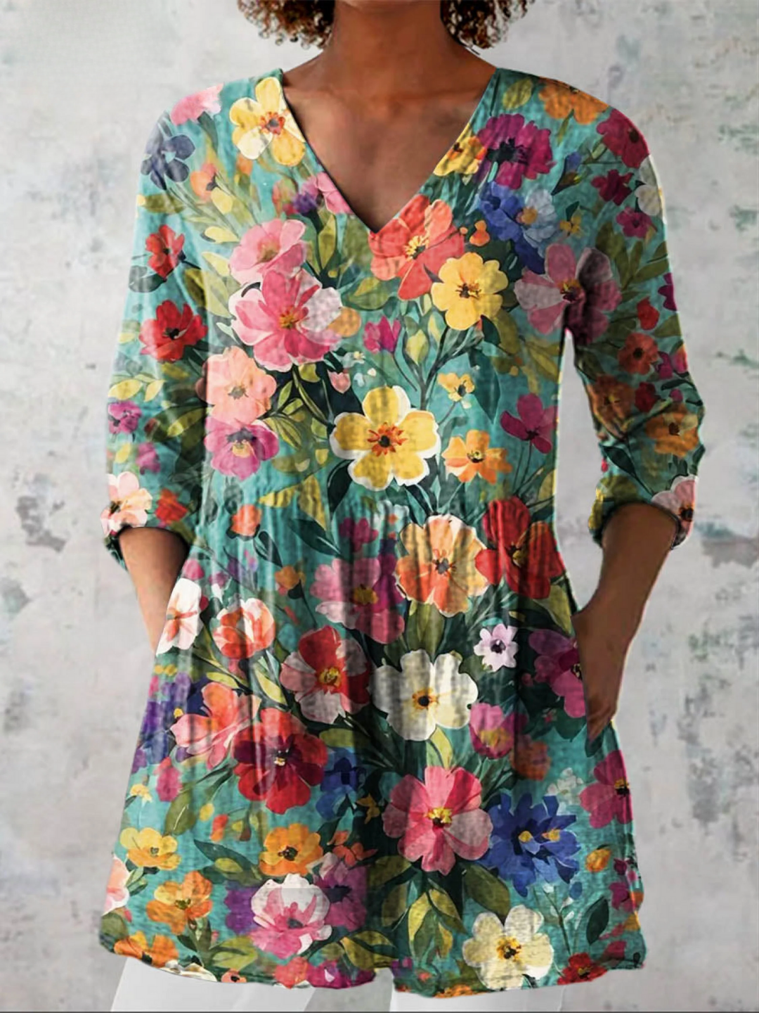 Nora | Lang Bluse med V-hals