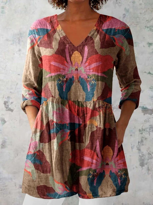 Sarah | Lang Bluse med V-Hals