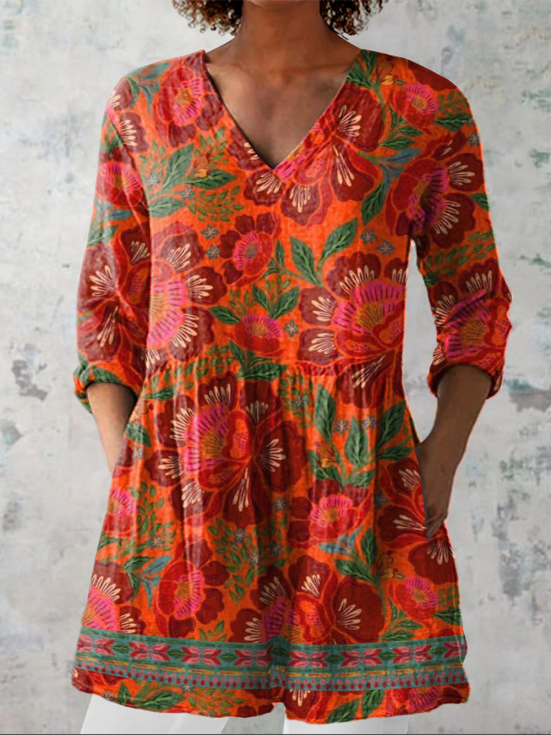 Marion | Lang Bluse med V-hals