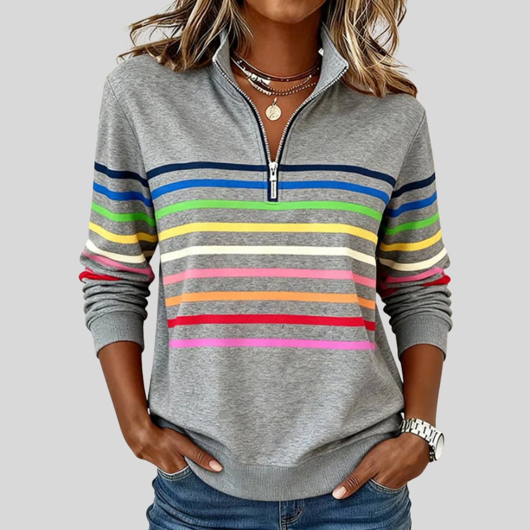Prismette | Fargerik Stripete Quarter-Zip Sweatshirt