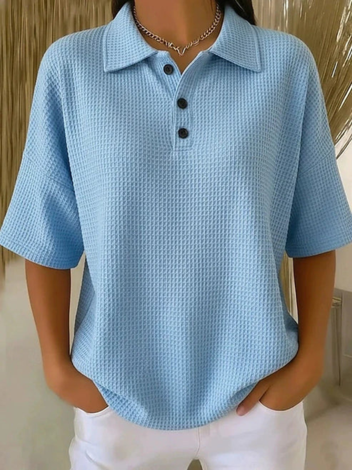 Peggie | Behagelig Vaffelpolo Bluse