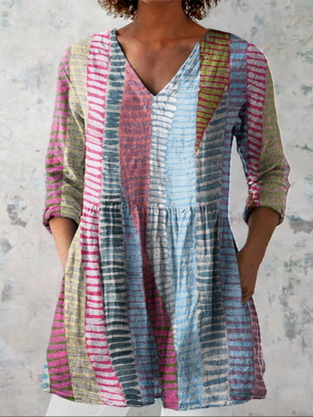 Anais | Lang bluse med V-hals