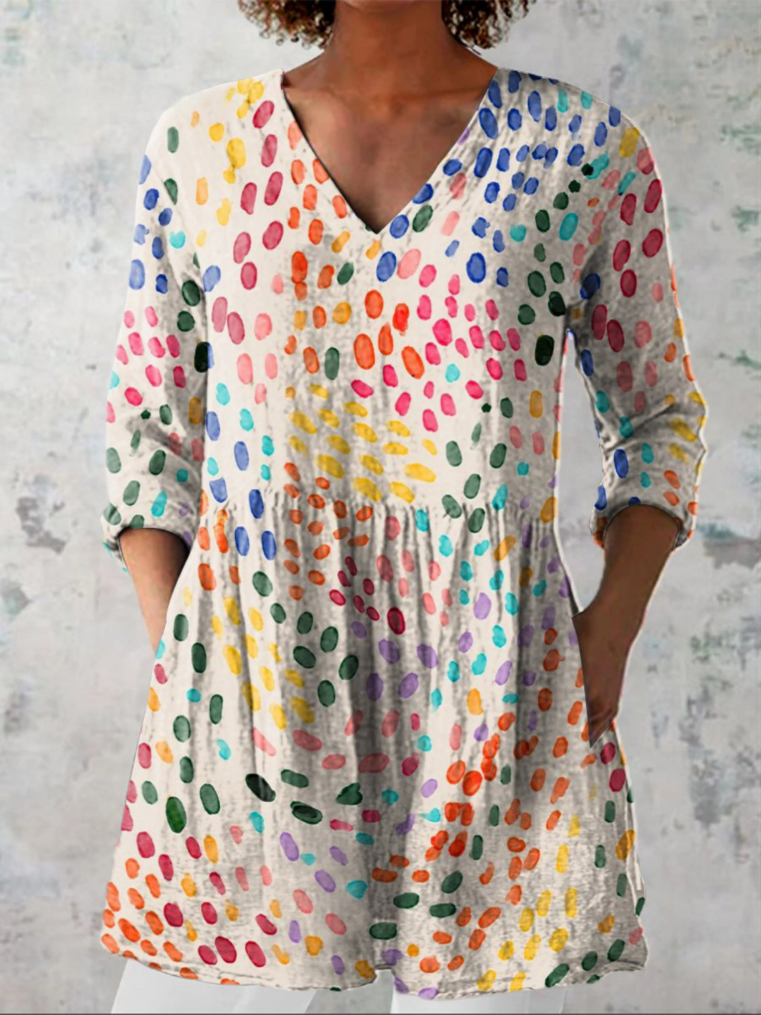 Pauline | Lang Bluse med V-Urtak
