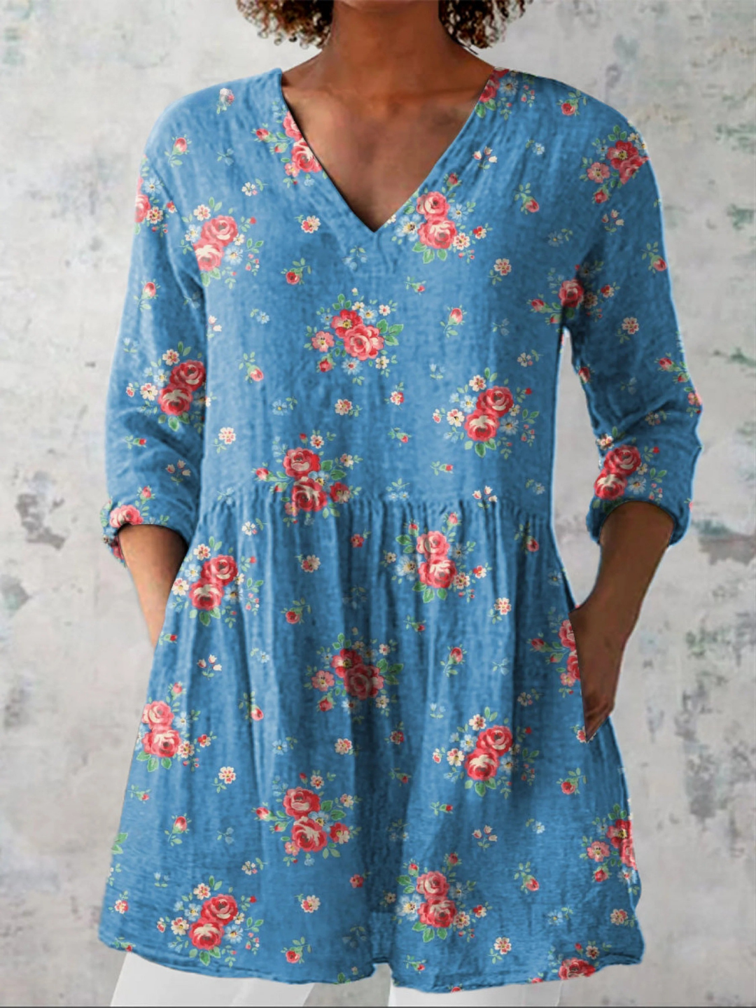 Melanie | Lang bluse med V-hals