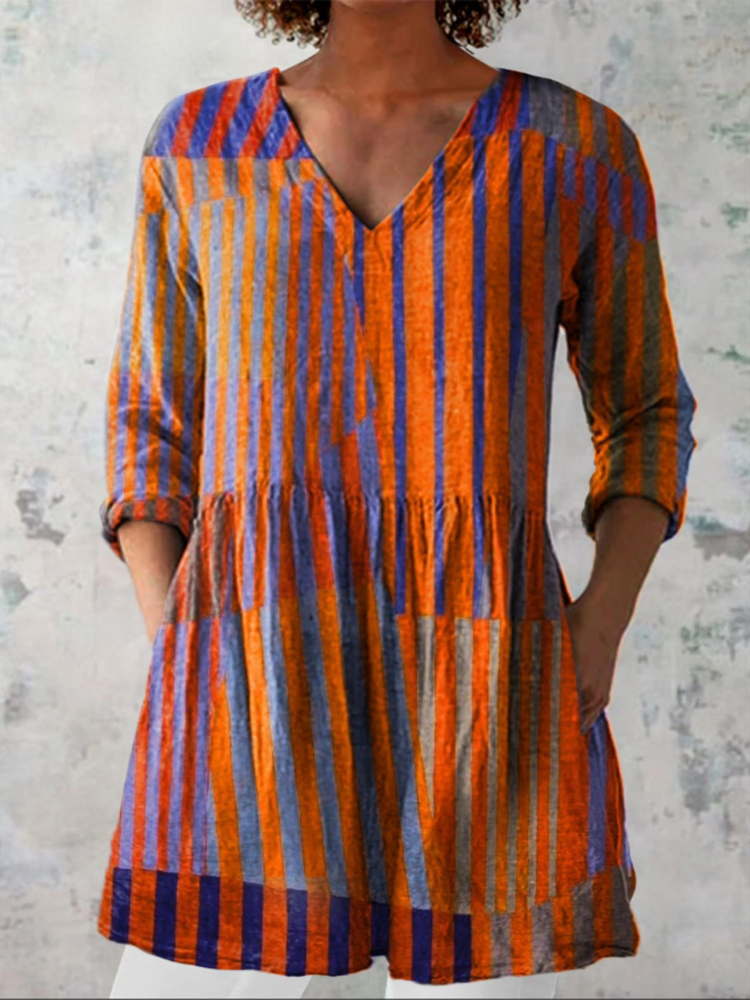 Nadia | Lang Bluse med V-hals