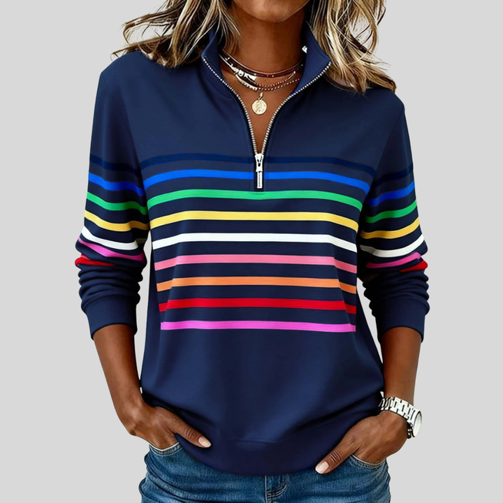 Prismette | Fargerik Stripete Quarter-Zip Sweatshirt