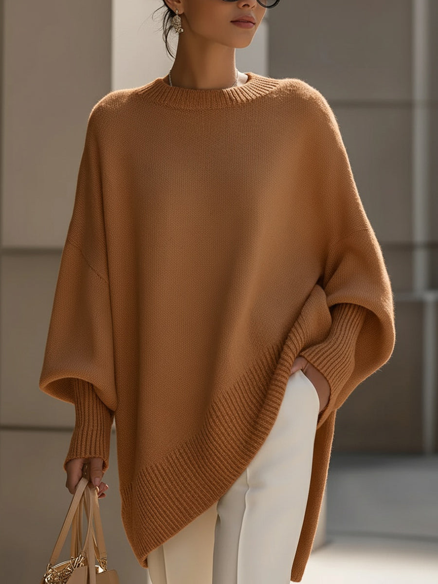 Jannika | Oversized Drapert Genser med Bred Halsringning