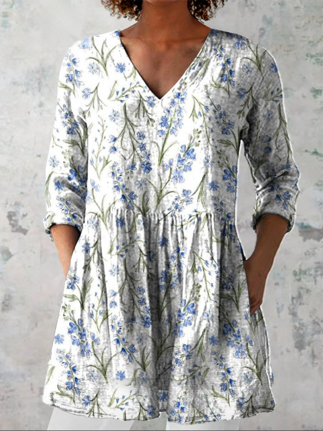 Jeanne | Lang Bluse med V-hals
