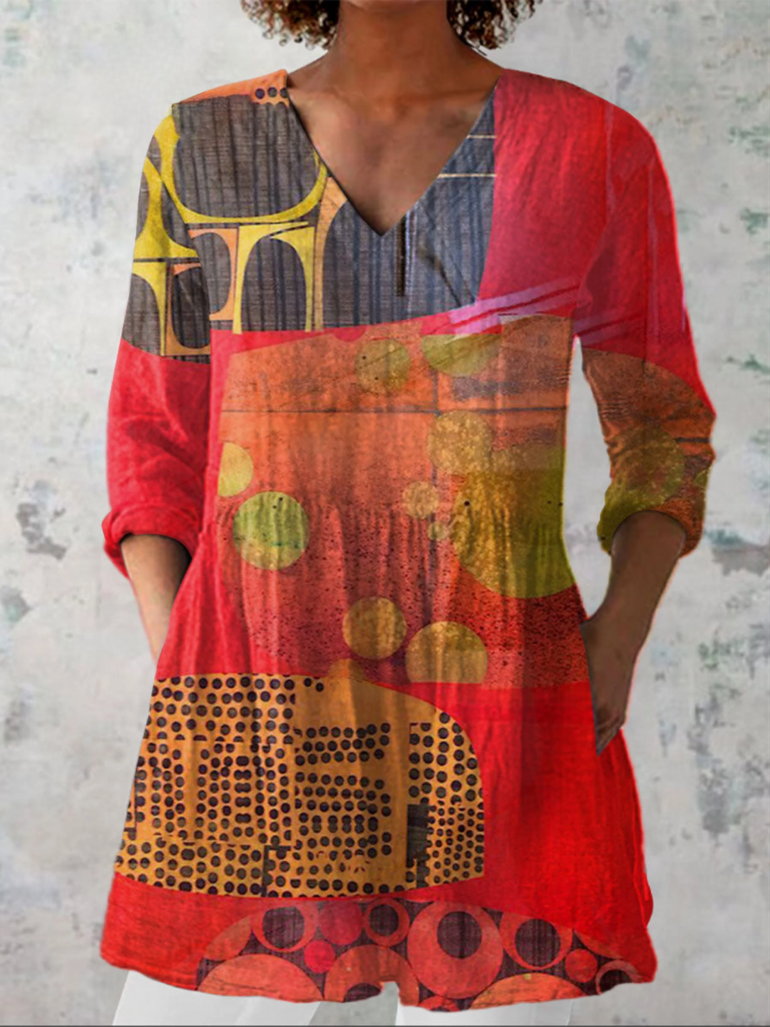 Lucie | Lang Bluse med V-hals