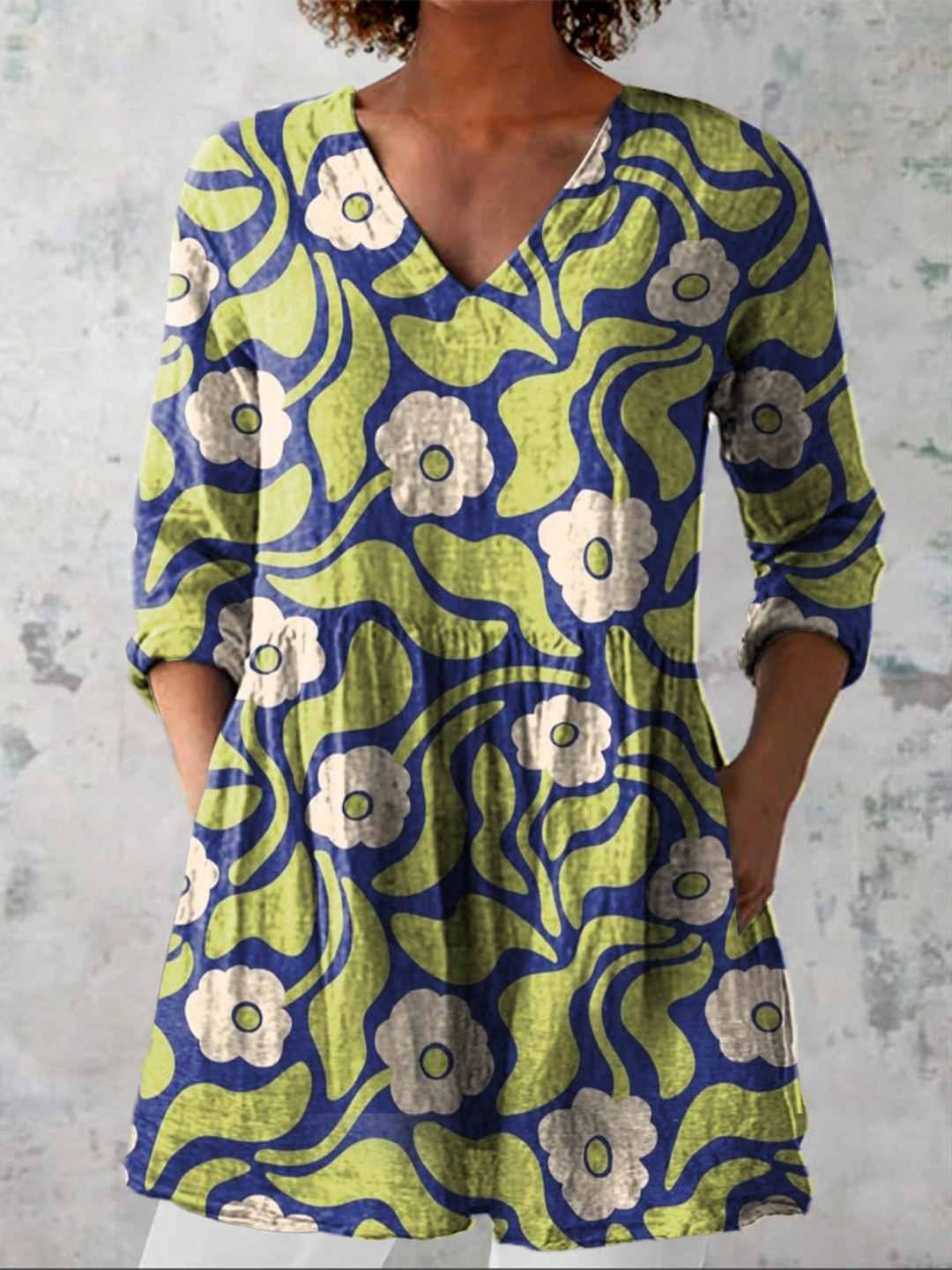Elodie | Lang Bluse med V-hals