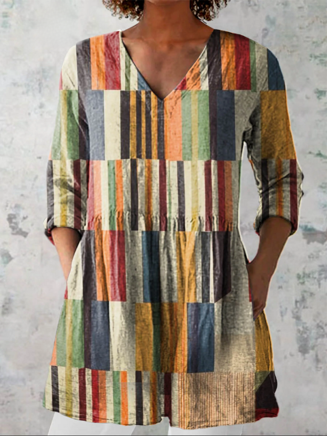 Chloe | Lang Bluse med V-hals