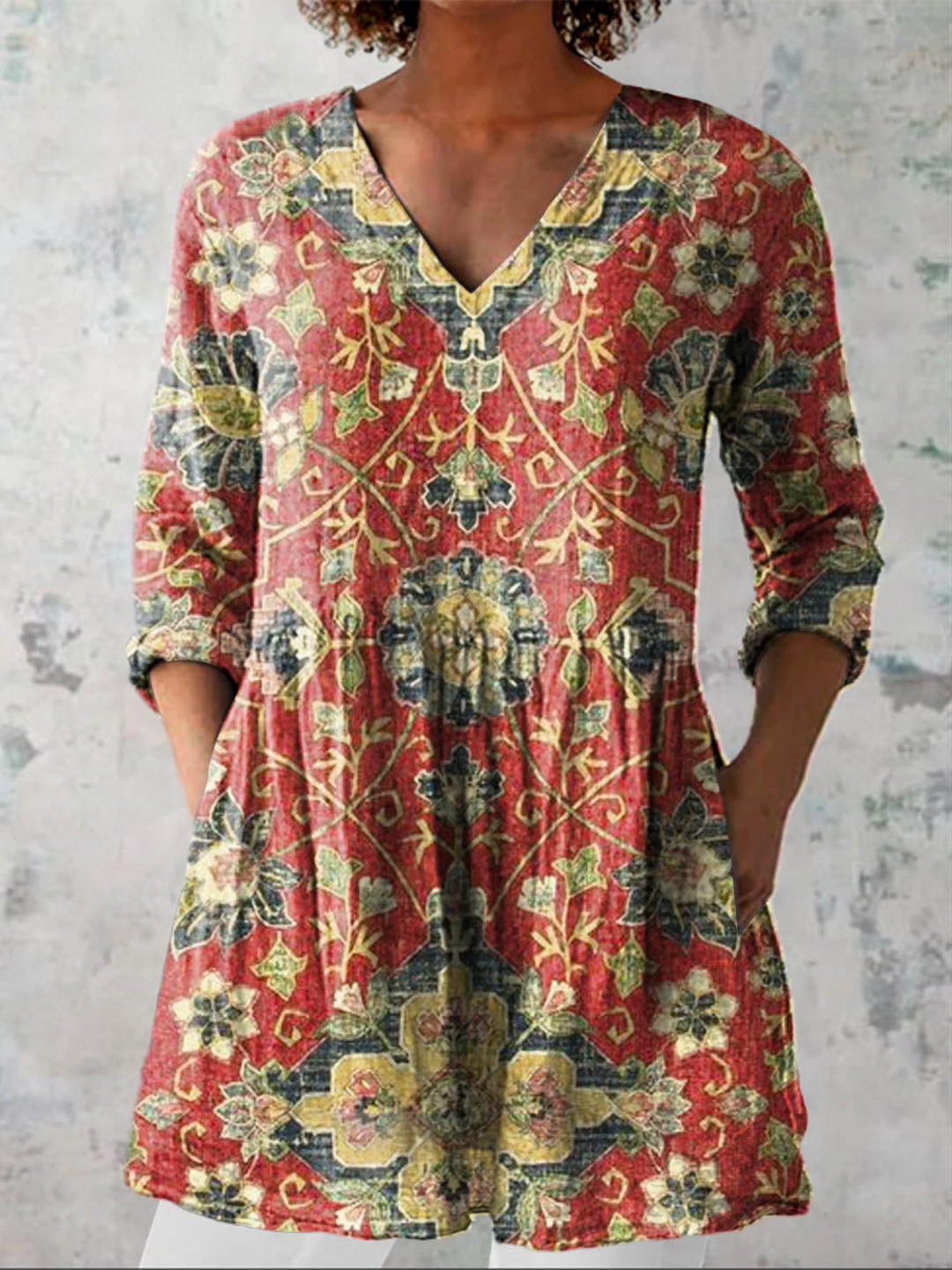 Lea | Lang Bluse med V-hals