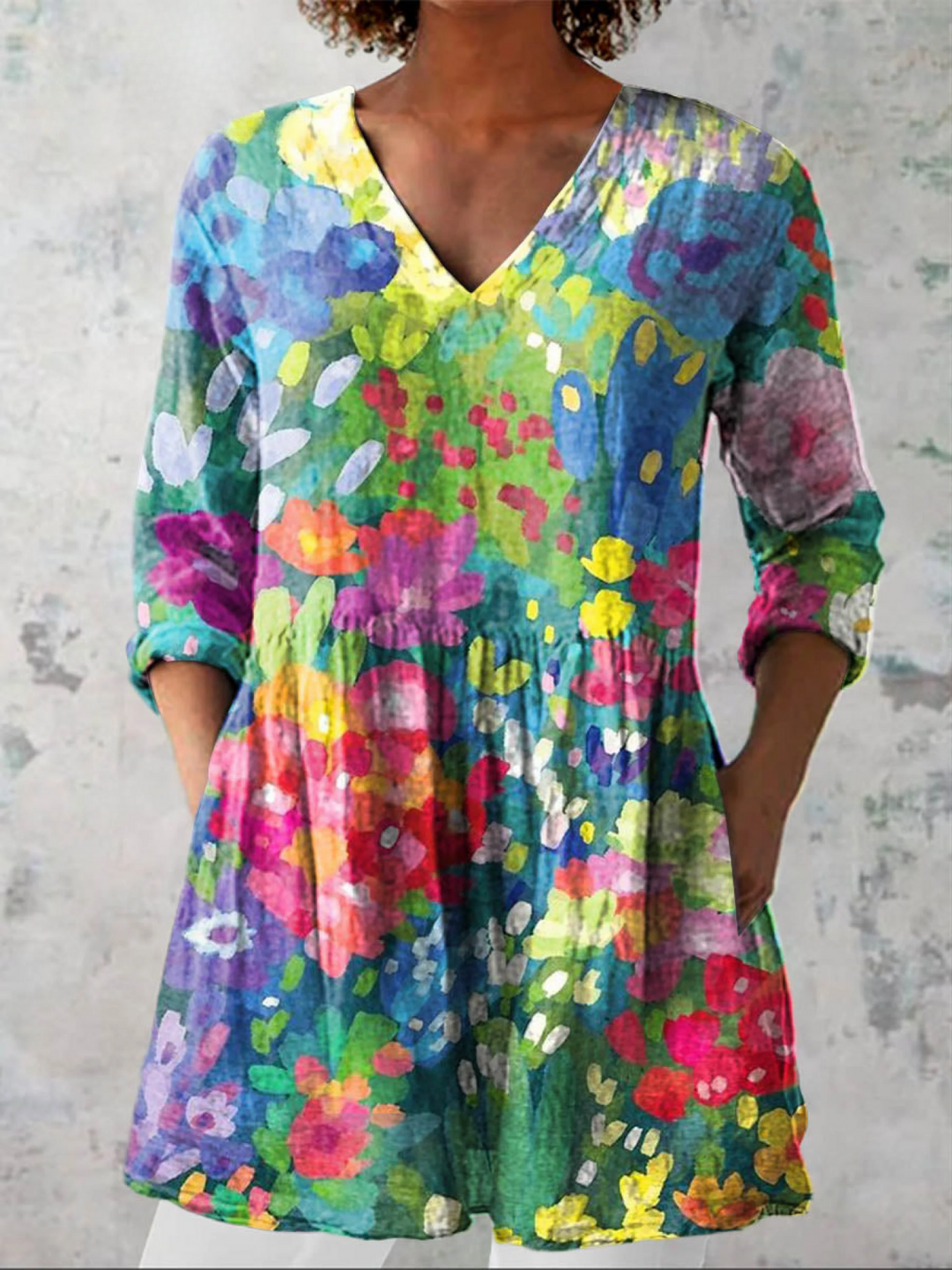 Maelle | Lang bluse med V-hals