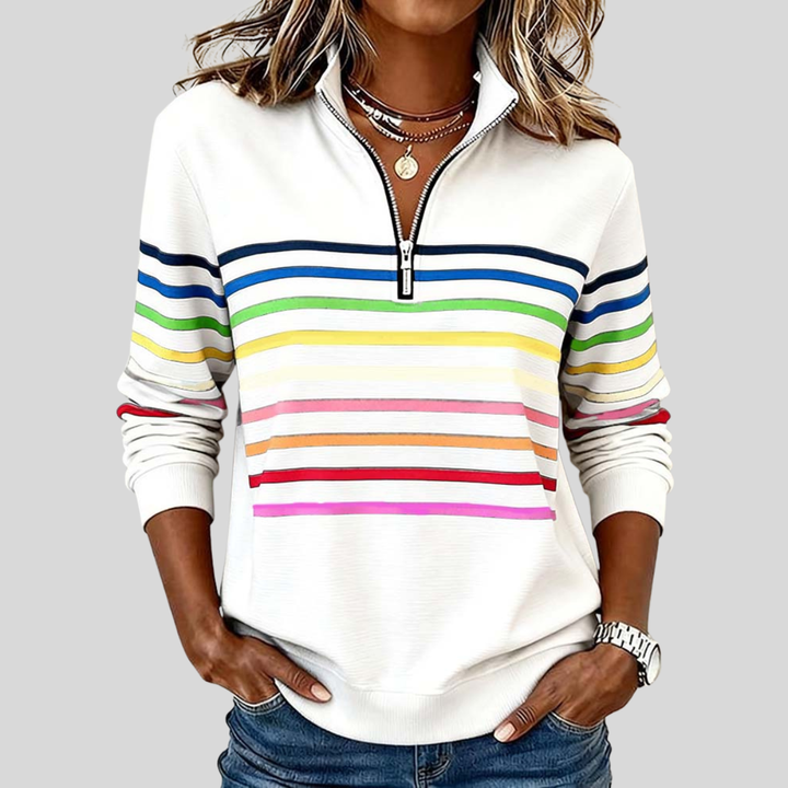 Prismette | Fargerik Stripete Quarter-Zip Sweatshirt
