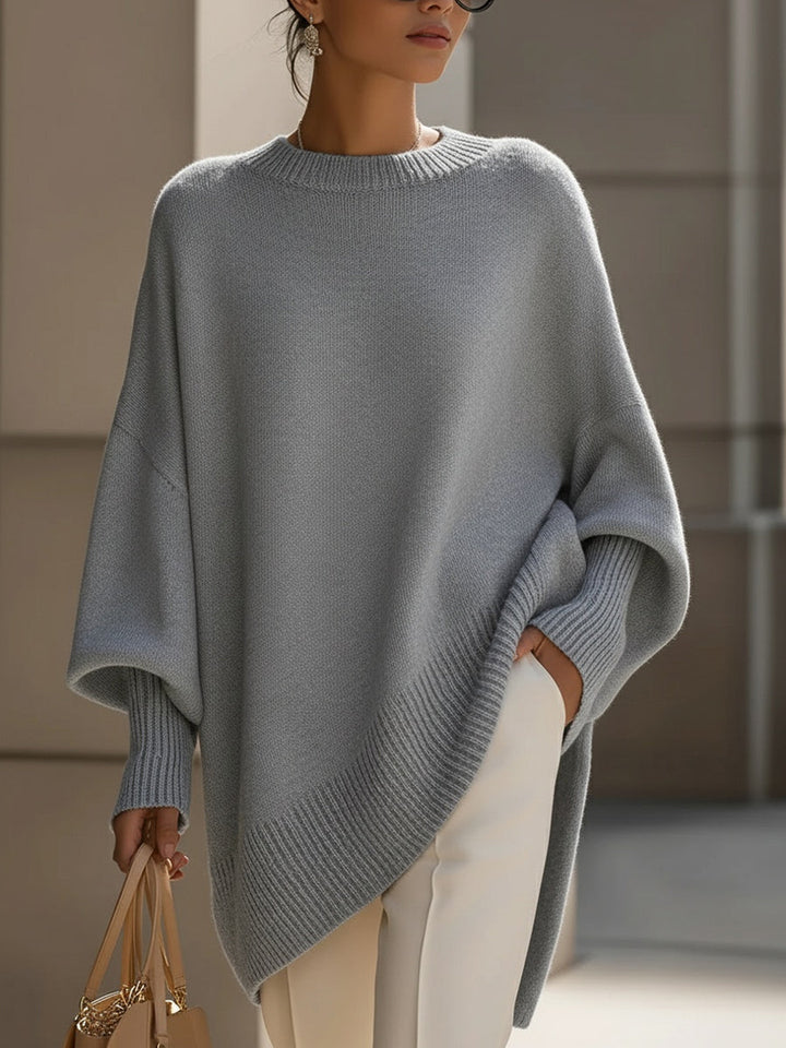 Jannika | Oversized Drapert Genser med Bred Halsringning