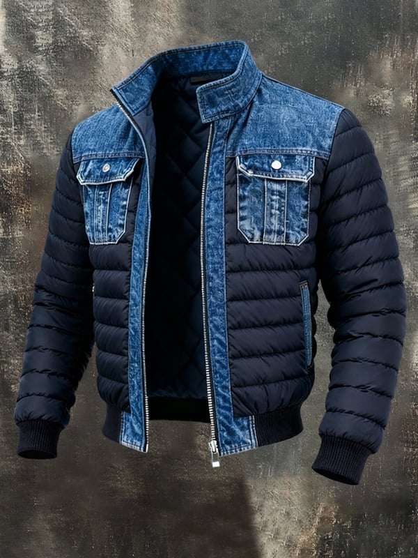 Stig | Vintage utendørsjakke i denim patchwork
