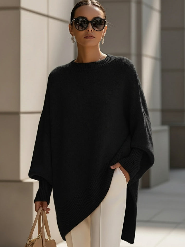 Jannika | Oversized Drapert Genser med Bred Halsringning