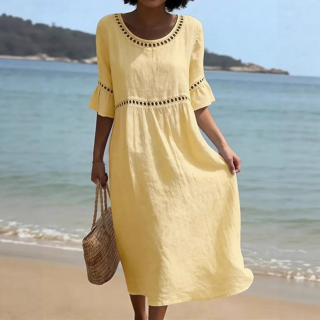 Agatha | Elegant Midikjole som Skjuler Magen