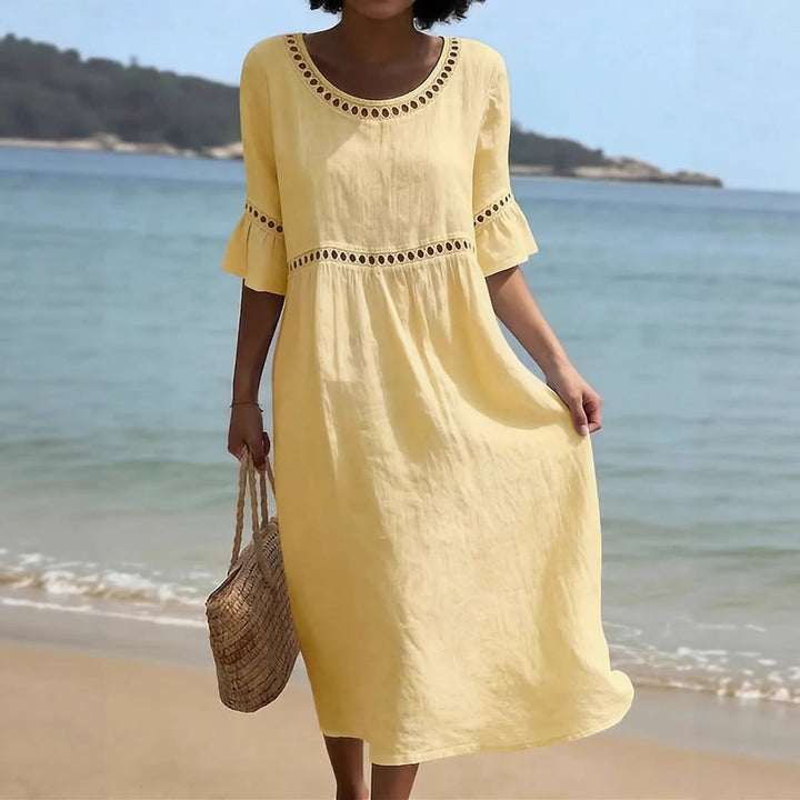 Agatha | Elegant Midikjole som Skjuler Magen