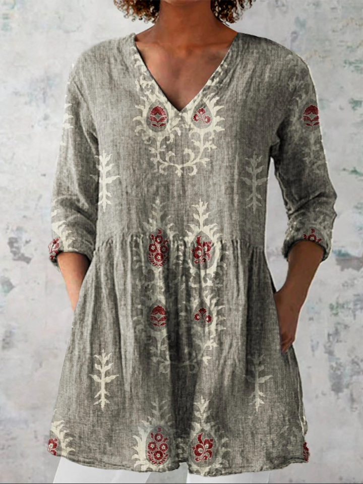 Elise | Lang Bluse med V-Hals