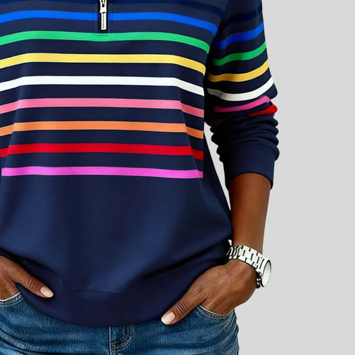 Prismette | Fargerik Stripete Quarter-Zip Sweatshirt