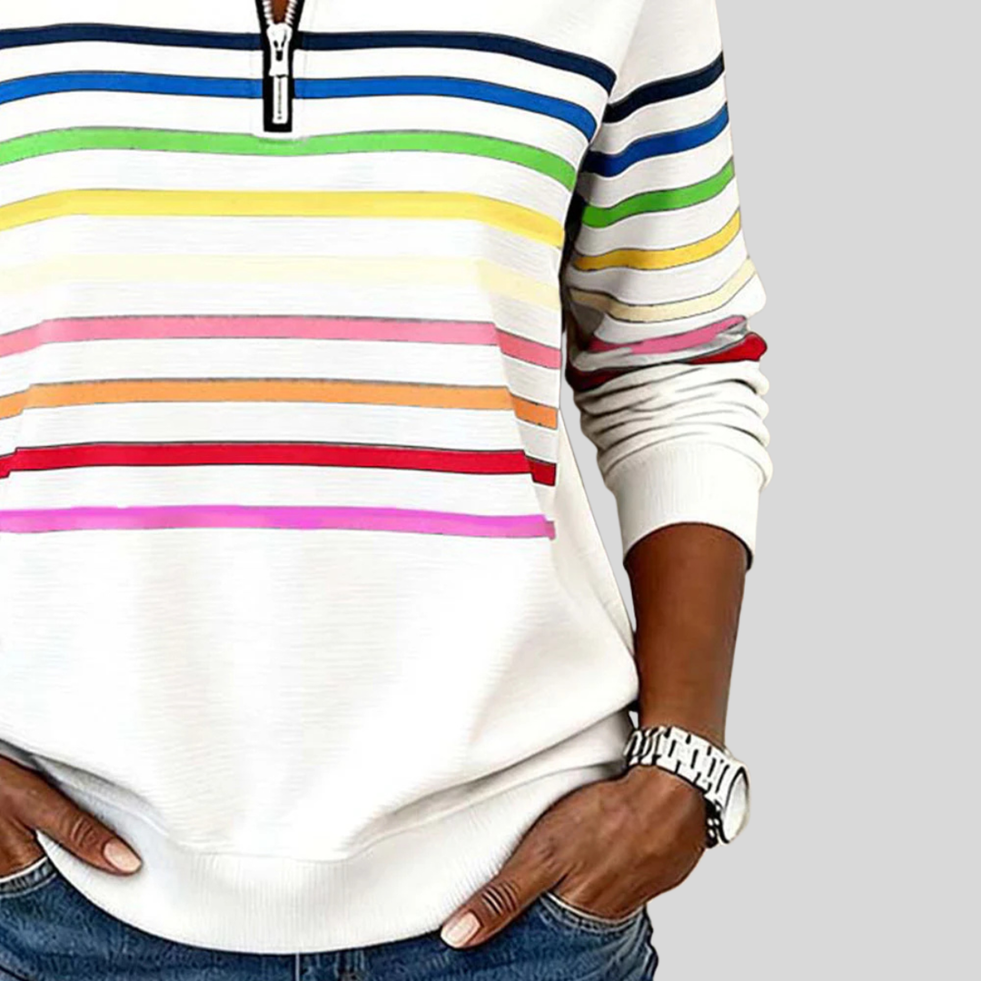 Prismette | Fargerik Stripete Quarter-Zip Sweatshirt