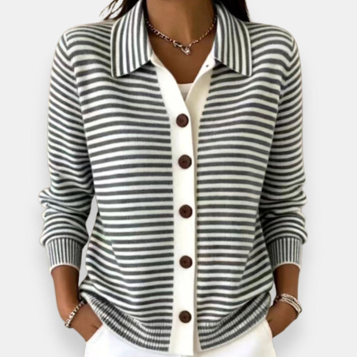 Norah | Stripete Knapp Cardigan