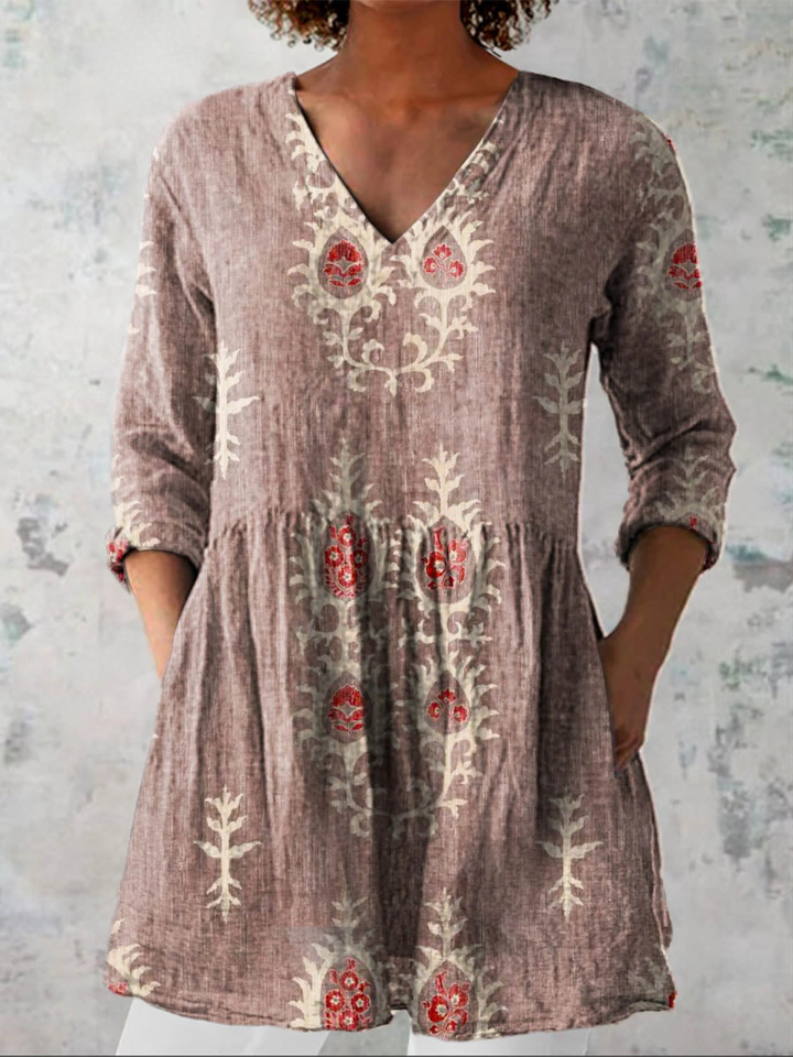 Elise | Lang Bluse med V-Hals