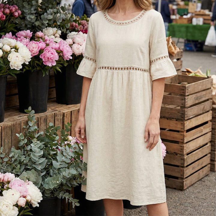 Agatha | Elegant Midikjole som Skjuler Magen