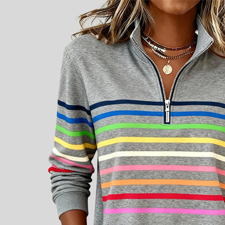 Prismette | Fargerik Stripete Quarter-Zip Sweatshirt