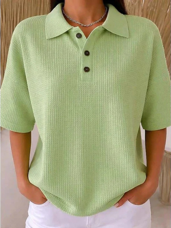 Peggie | Behagelig Vaffelpolo Bluse