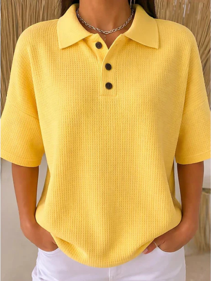 Peggie | Behagelig Vaffelpolo Bluse