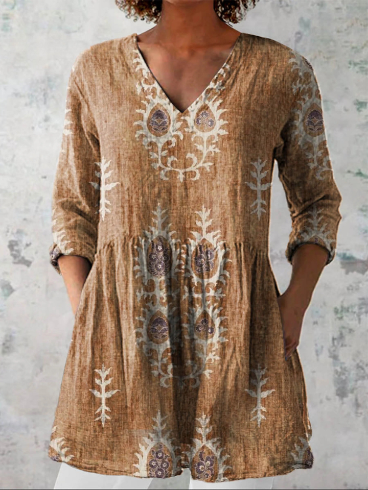 Elise | Lang Bluse med V-Hals