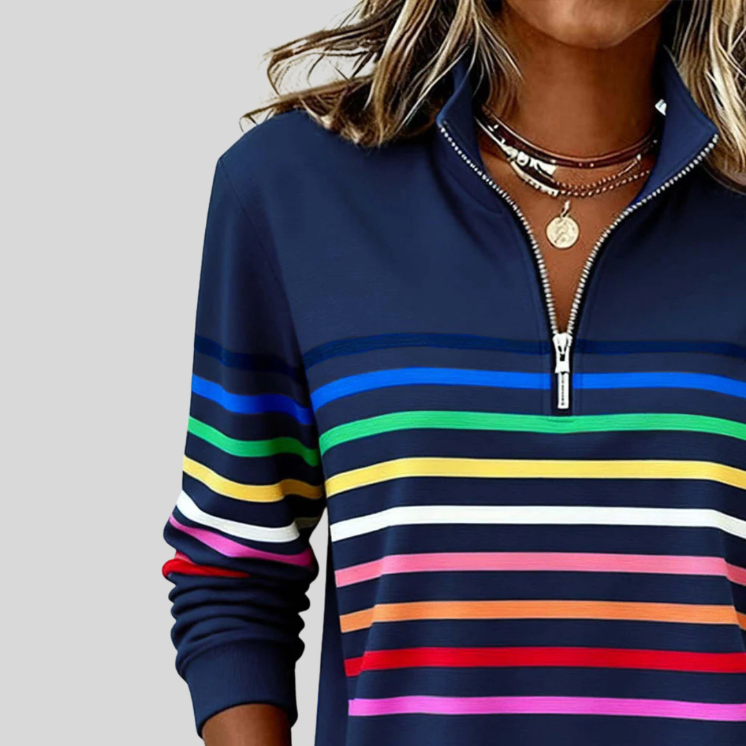 Prismette | Fargerik Stripete Quarter-Zip Sweatshirt