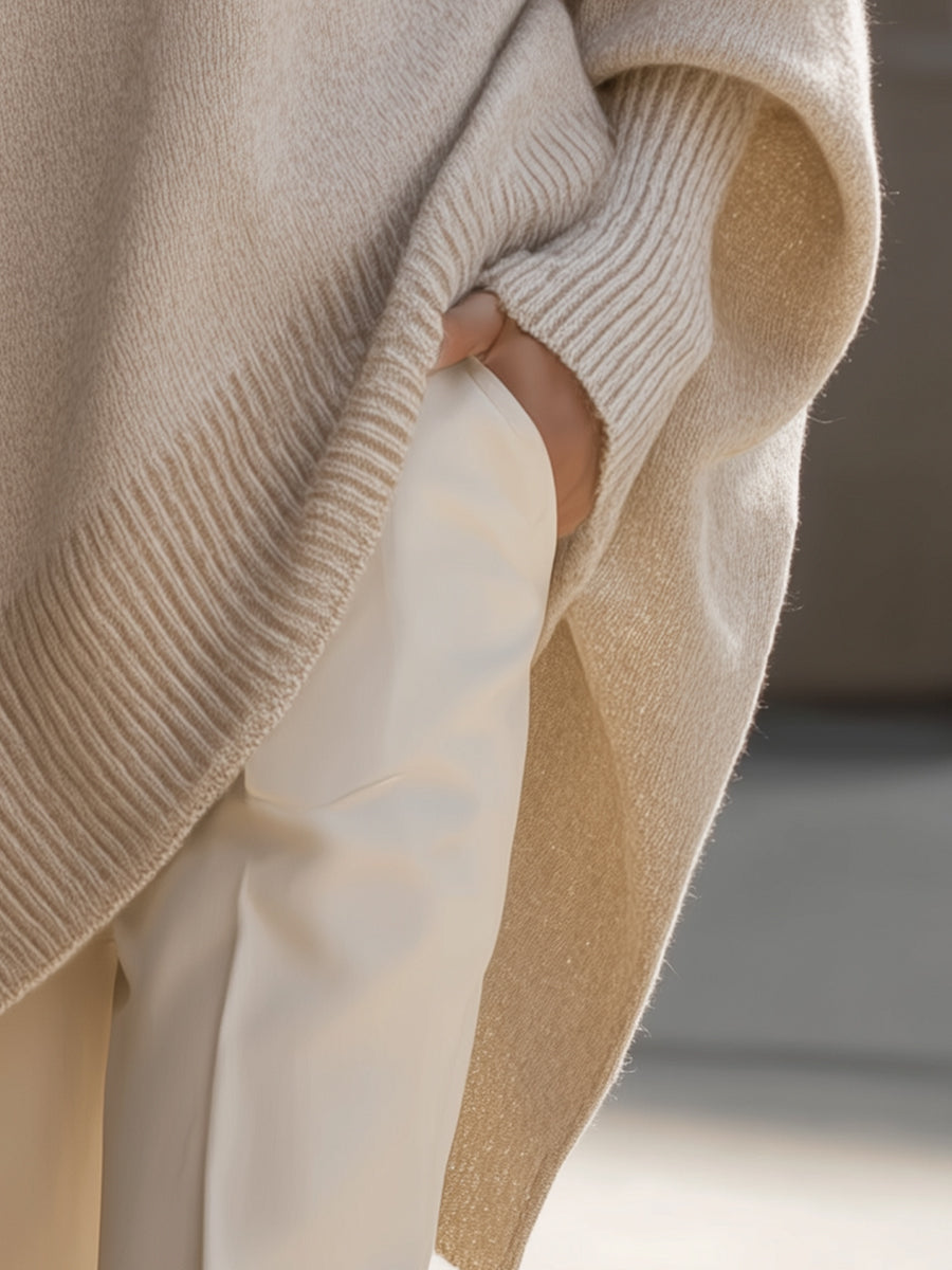 Jannika | Oversized Drapert Genser med Bred Halsringning