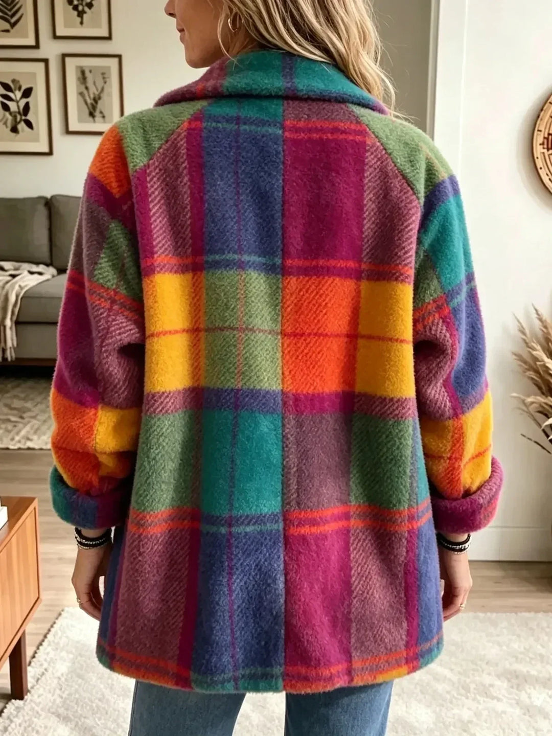 Paulette | Livlig Rutete Fuzzy Fleecejakke