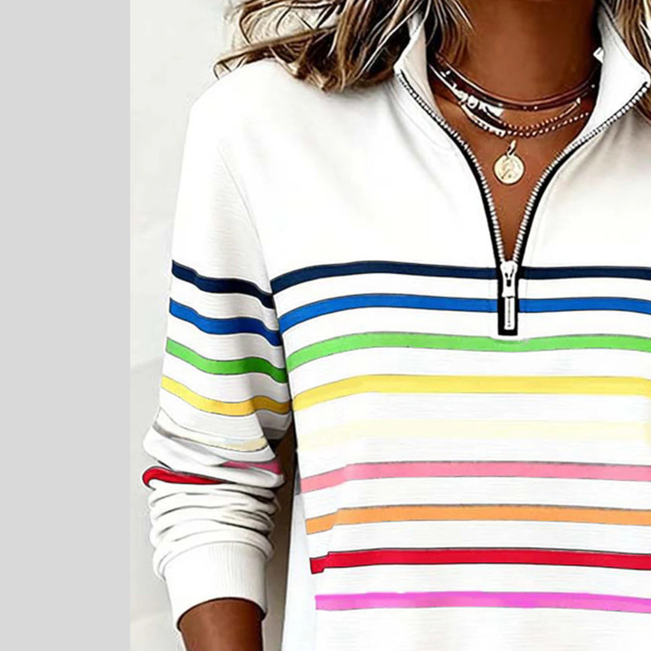 Prismette | Fargerik Stripete Quarter-Zip Sweatshirt