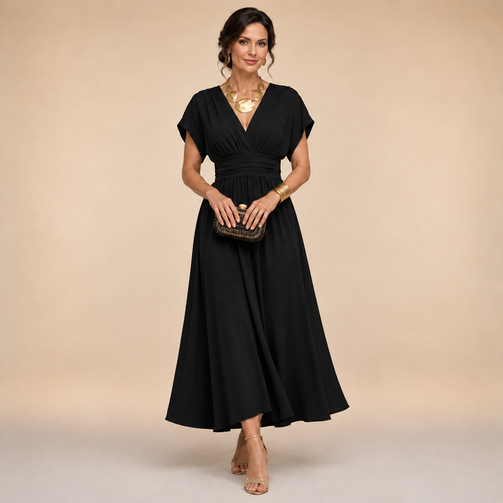 Alina | Wrap Midi Kjole – Tidøs Eleganse med en Smigrende Feminint Passform