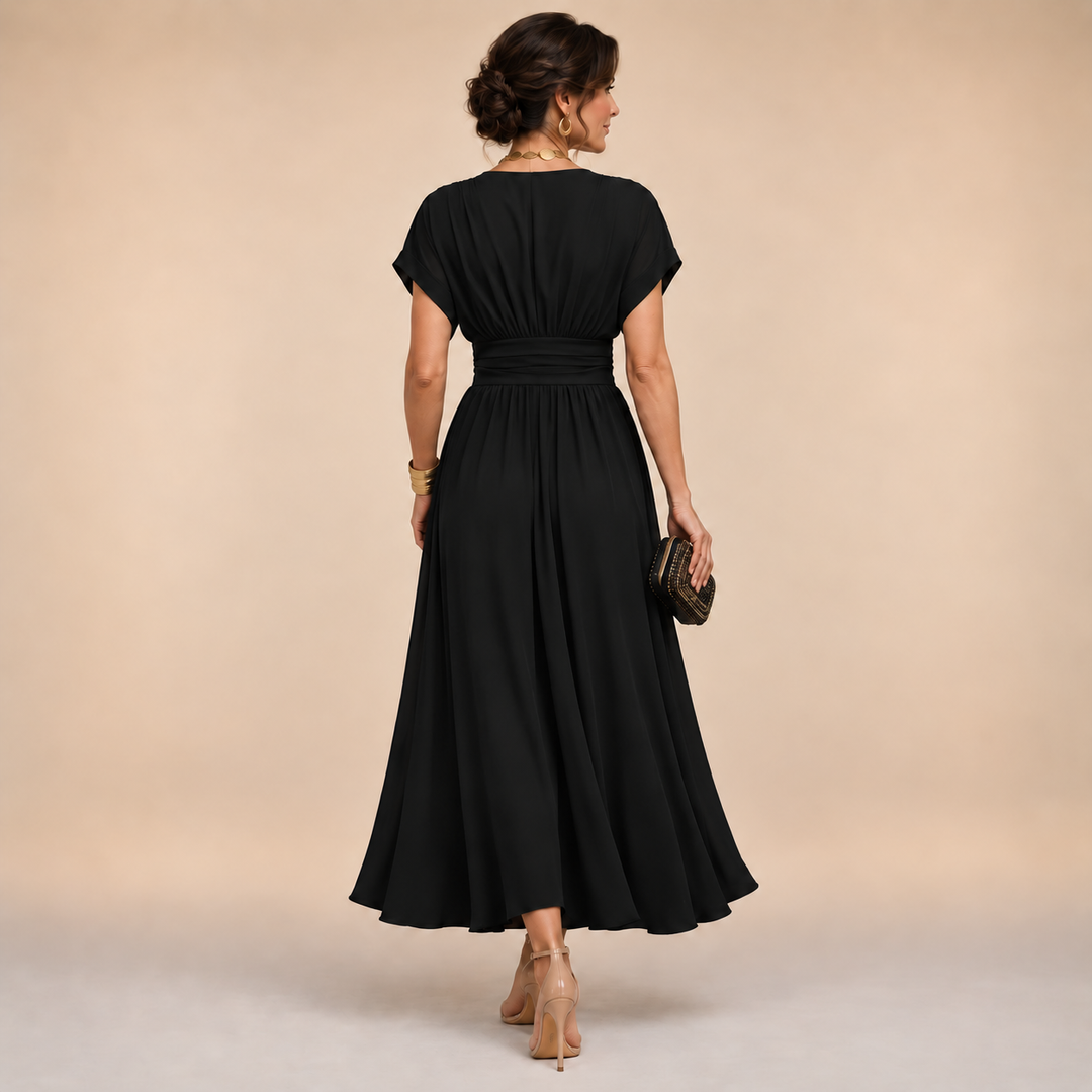 Alina | Wrap Midi Kjole – Tidøs Eleganse med en Smigrende Feminint Passform