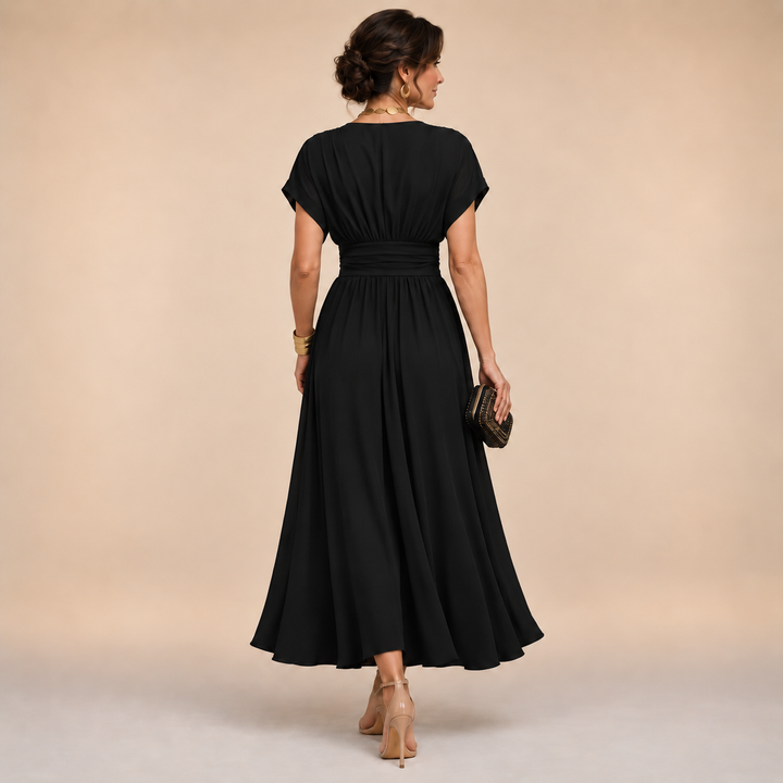 Alina | Wrap Midi Kjole – Tidøs Eleganse med en Smigrende Feminint Passform