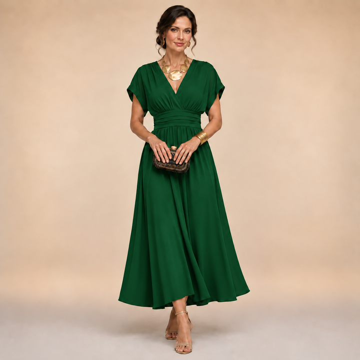 Alina | Wrap Midi Kjole – Tidøs Eleganse med en Smigrende Feminint Passform