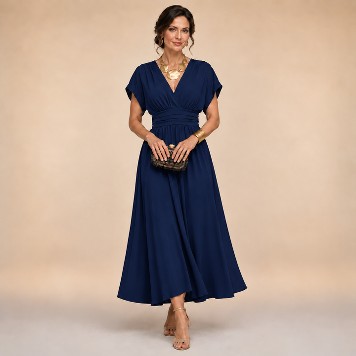 Alina | Wrap Midi Kjole – Tidøs Eleganse med en Smigrende Feminint Passform