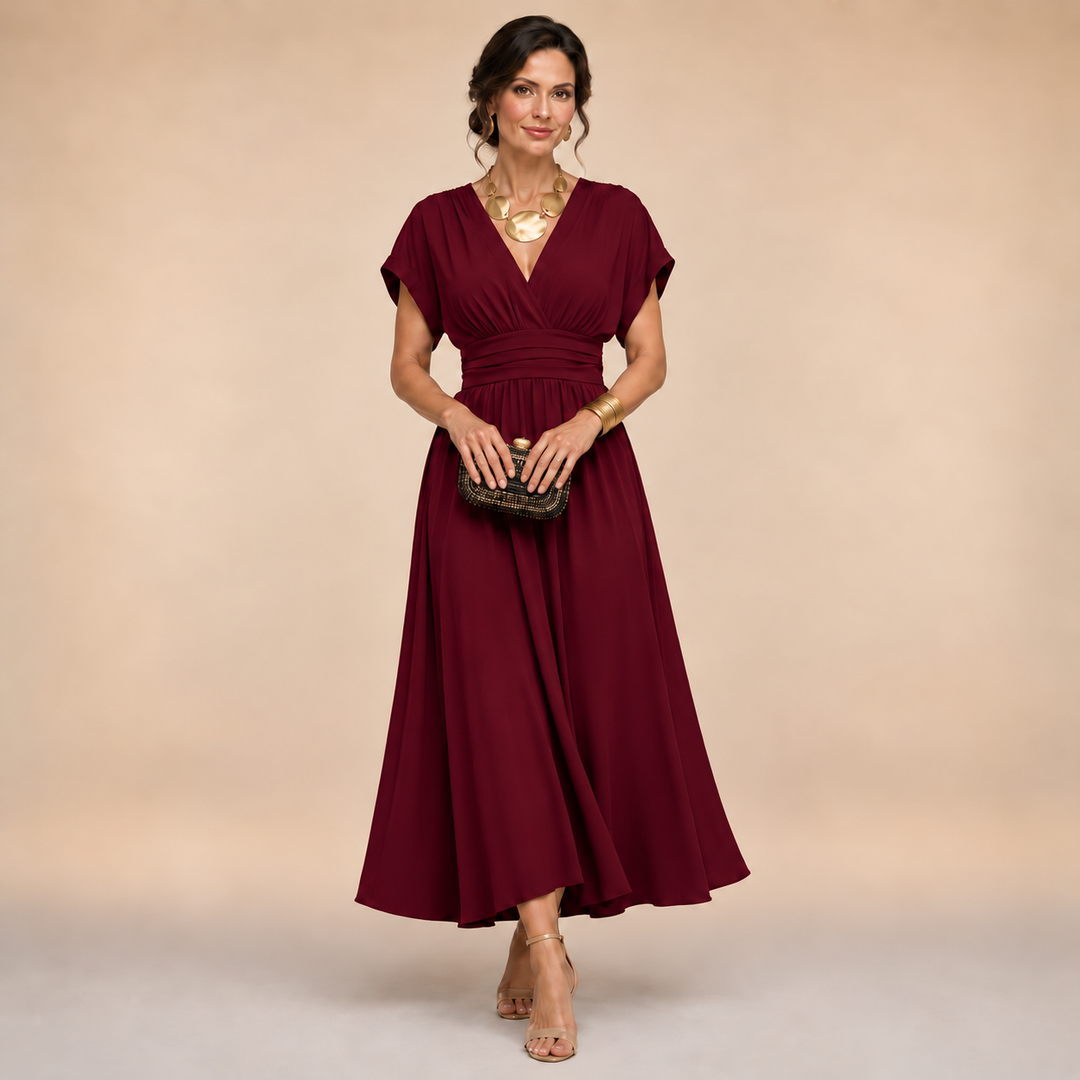 Alina | Wrap Midi Kjole – Tidøs Eleganse med en Smigrende Feminint Passform